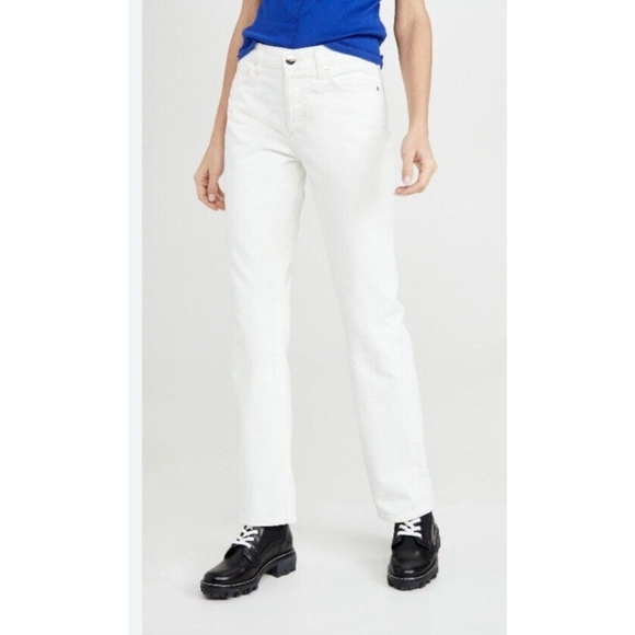 Goldsign Women's Cream Benefit High Rise Relaxed Straight Jeans Size 26 - Picture 4 of 16